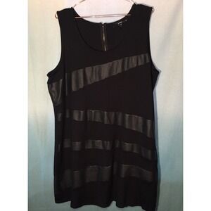 Women's X-Two Black Sleeveless Dress with Faux Leather Detail Size 50